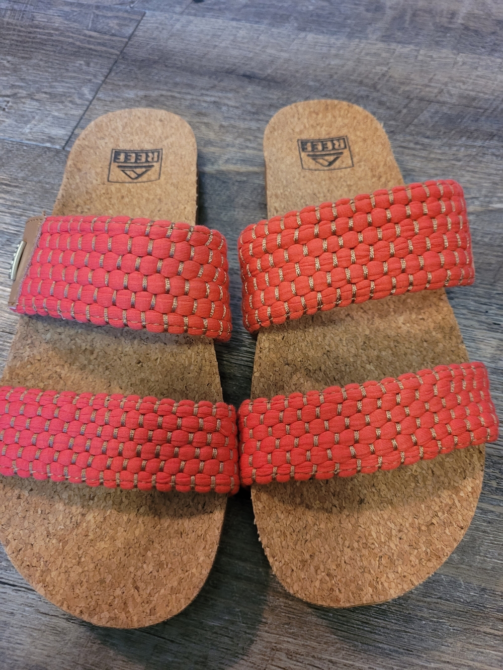 Reef Size 8 Coral Pink Cork Footbed Slide Sandals Lightweight Beach